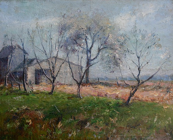 Charles Henry Ebert, Springtime on the Farm, circa 1910
oil on board, 12"" x 15""
JCA 4832