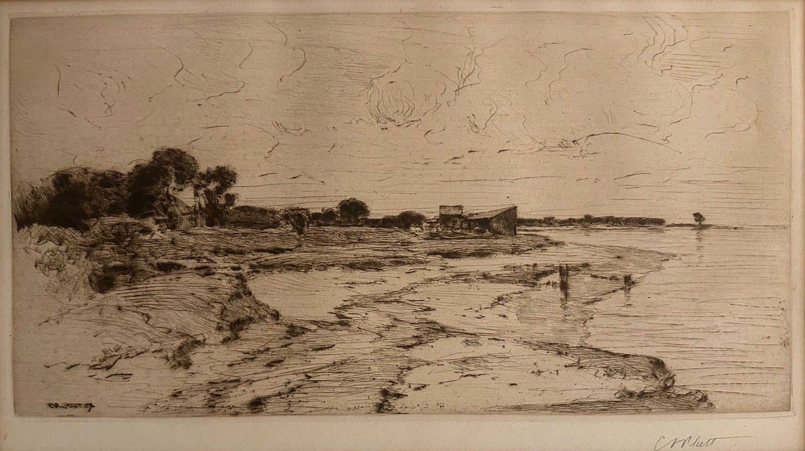 Charles Adams Platt, Bass River, Cape Cod, 1889
etching on paper, 8 3/4"" x 16 3/4""
JWC 0124.08
$1,500