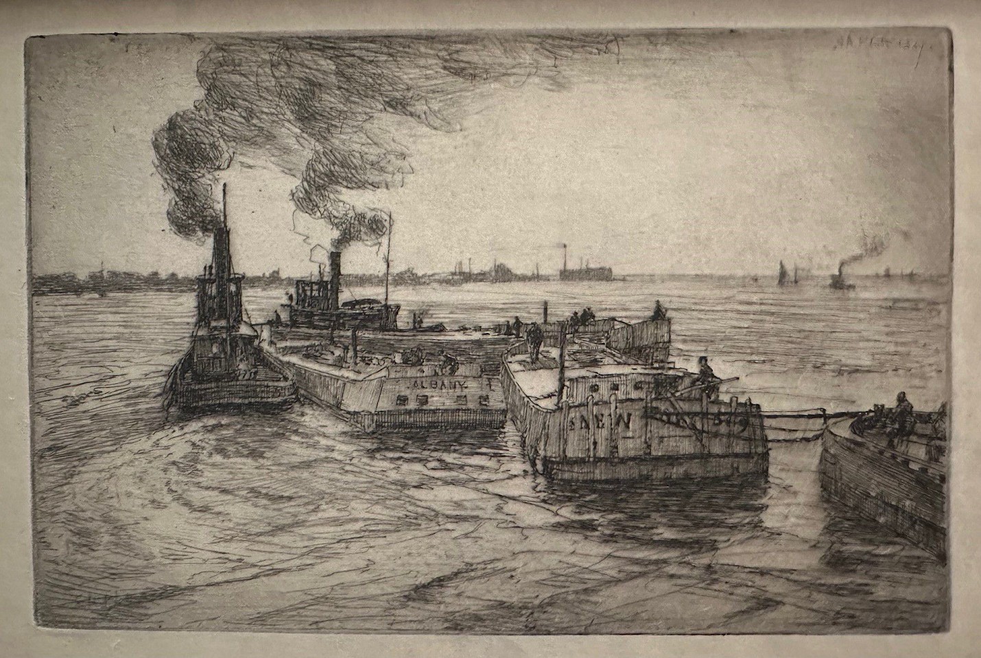 Charles Adams Platt, Canal Boats and Tugs, 1887
etching on paper, 4 1/2"" x 6 7/8""
JWC 0124.04
$750