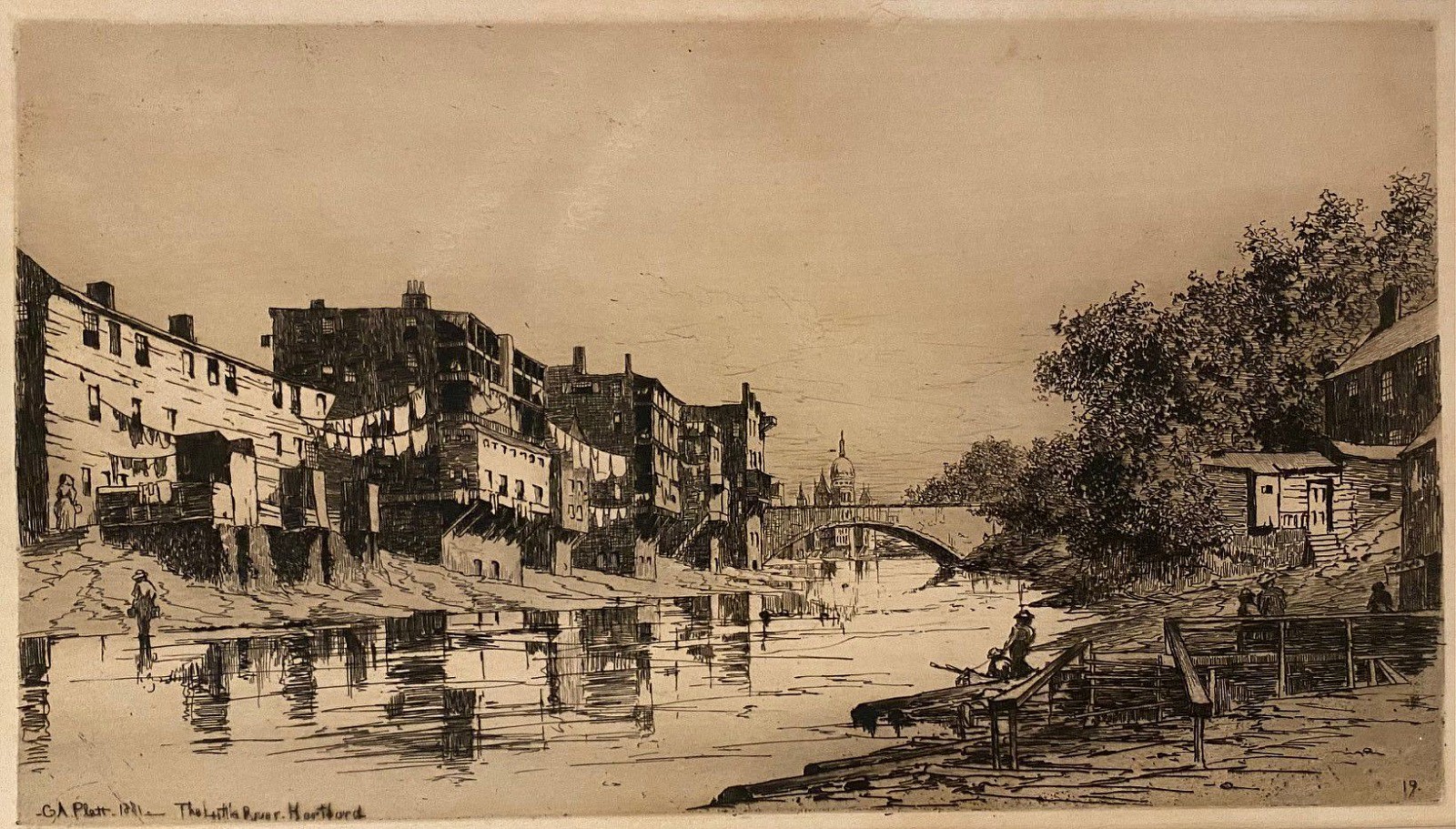 Charles Adams Platt, The Little River, Hartford, 1881
etching on paper, 7 3/4"" x 14""
JCA 6622
$975