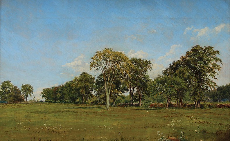 Aaron Draper Shattuck, Late Summer Day, Farmington, Connecticut, 1863
oil on canvas, 11"" x 17""
JCA 6819
$9,500