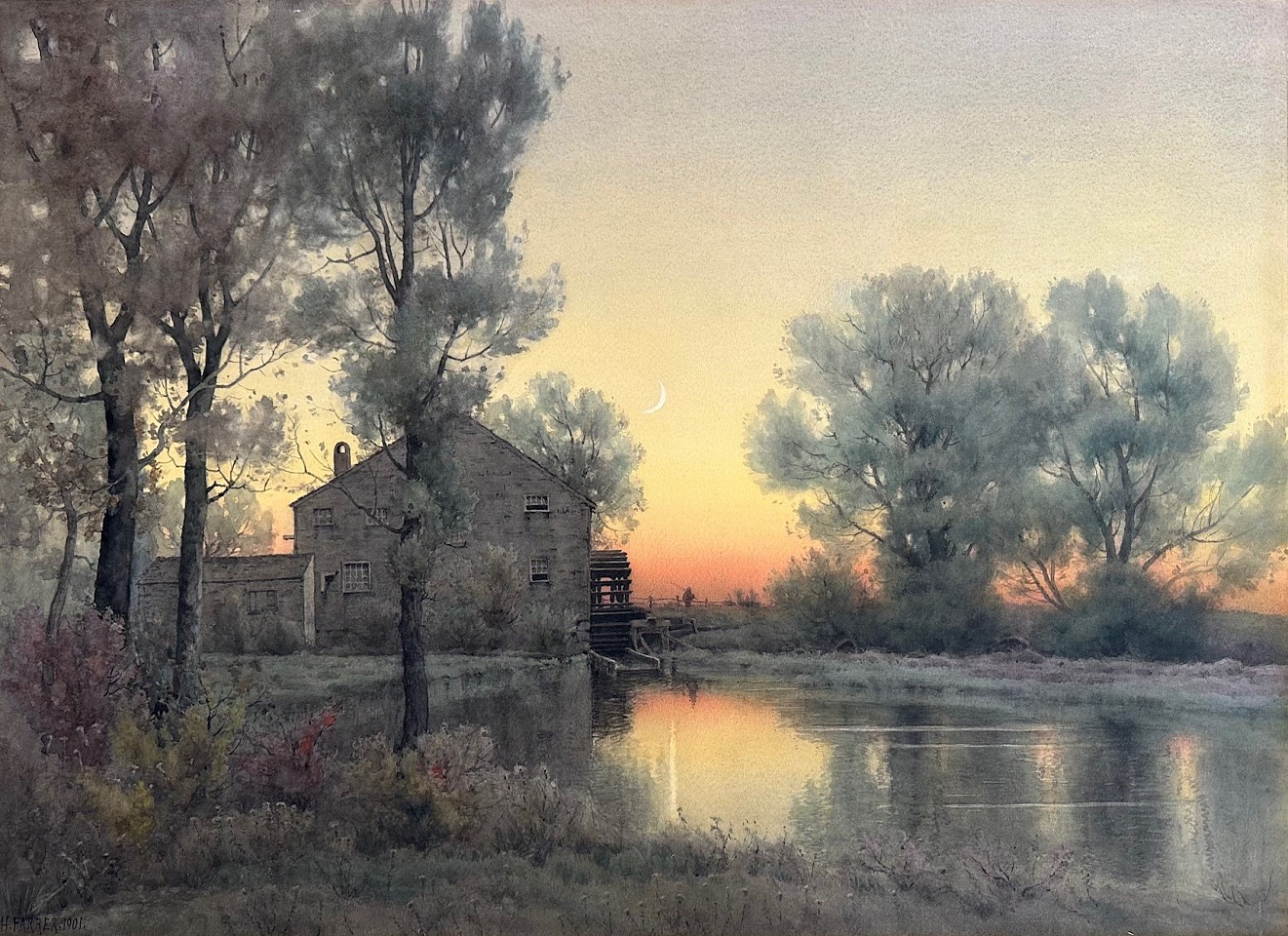 Henry Farrer, Summer Evening By The Mill, 1901
watercolor on paper, 18 1/2"" x 25 1/2""
JCA 6815
$9,500