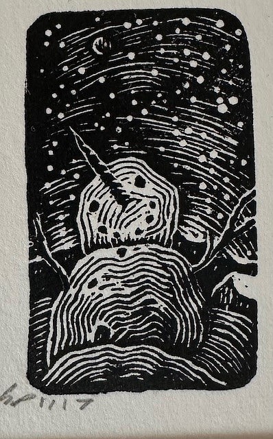 Samuel Swap, Drunken Snowman
wood engraving, 1 3/4"" x 1""
SS 1024.04
$250