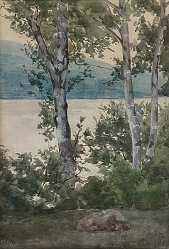 watercolors/pastels: Edwin Augustus Moore By the Pond