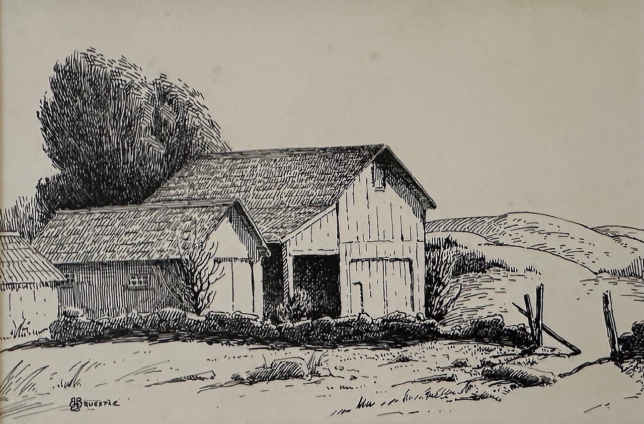 Bertram G. Bruestle, Lyme Hills and Farm
ink on paper, 5 1/2"" x 7 1/2""
JCA 6974.08
$500