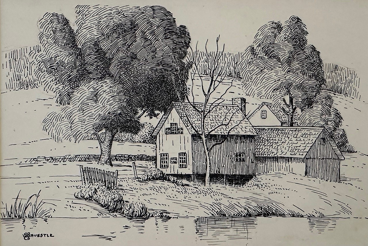 Bertram G. Bruestle, By the Cove
Pen and Ink, 5 3/4"" x 7 1/4""
$500