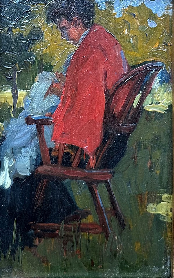 Irving R(amsay) Wiles, The Red Kimono, c 1885
oil on panel, 6"" x 3 3/4""
MLFA1125.10
$7,500