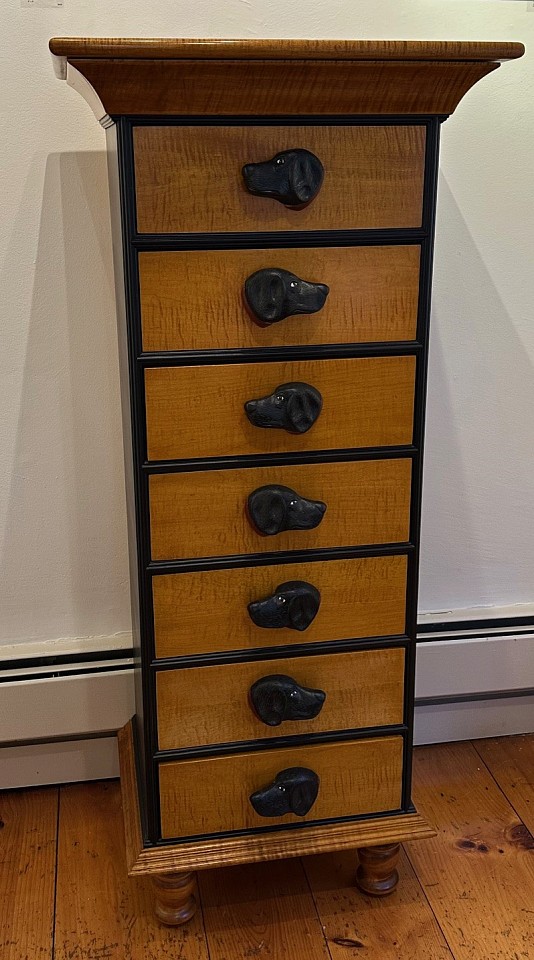 Stephen Huneck, Tiger Maple Lingerie Chest
Tiger Maple and Birch, 52"" h x 22 1/2"" w x 16"" D
JCA 6932
$5,500