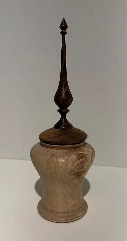 Michael Theise, Lidded Vessel VI
Beech and Walnut, 8"" H x 2 3/4"" diameter
MTWood1125.06
$400