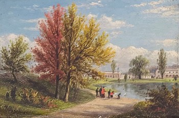 hudson river school:&nbsp;William Rickarby Miller Harlem Pond, Central Park, 1871