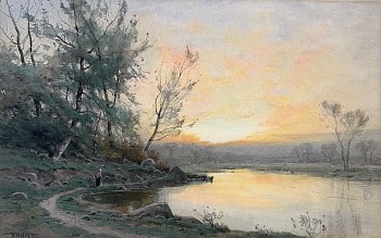watercolors/pastels:&nbsp;Henry Farrer Close of an Autumn Day, 1897