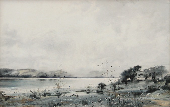 William Hamilton Gibson, Rising Mists on Waramaug, 1887
watercolor on paper, 12 1/4"" x 18 1/4""
JCA 7000
$9,500